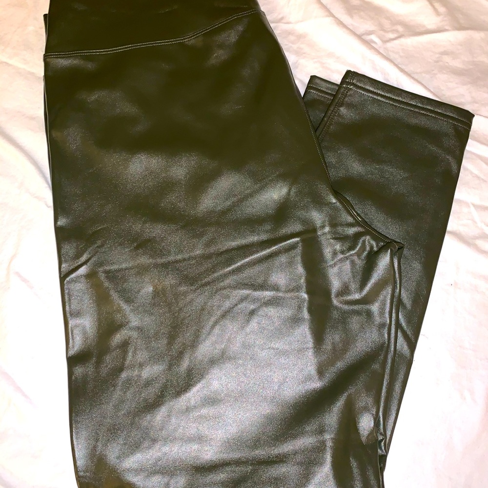 Gap Leather looking Olive Lined pant